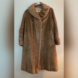 Vintage Dan Millstein Coat Women’s Large Beige Faux Fur 1950-60’s *Read* Midi